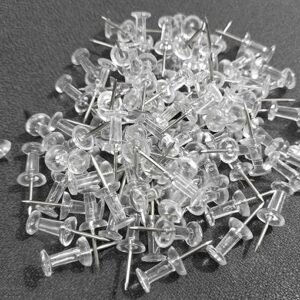 Push Pin, Thumb Pin, Board Pins, Cute Pins, Thumb Tacks, Plastic Clear White Transparent (60 Peace) Daily Use for Home, Shop, Bank, School, University, Corporate, Office Stationery.