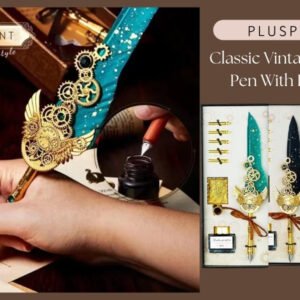 PLUSPOINT Vintage Quill Feather Pen and Ink Set